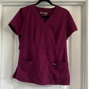 Greys anatomy scrub top in wine
